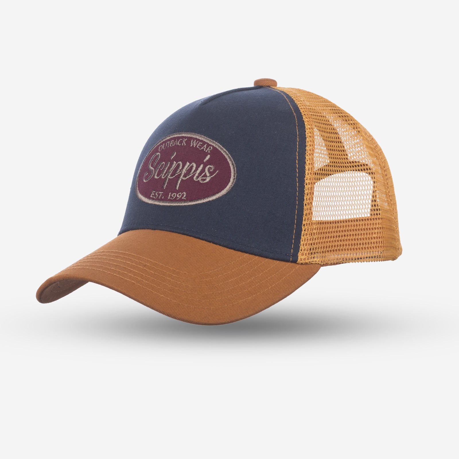 scippis rokewood cap – lichtgewicht trucker cap met voorgebogen klep en solide kleuren
