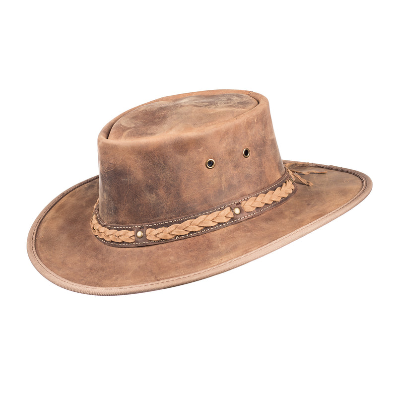 barmah squashy bronco hoed – robuuste vintage leren hoed voor buitenactiviteiten