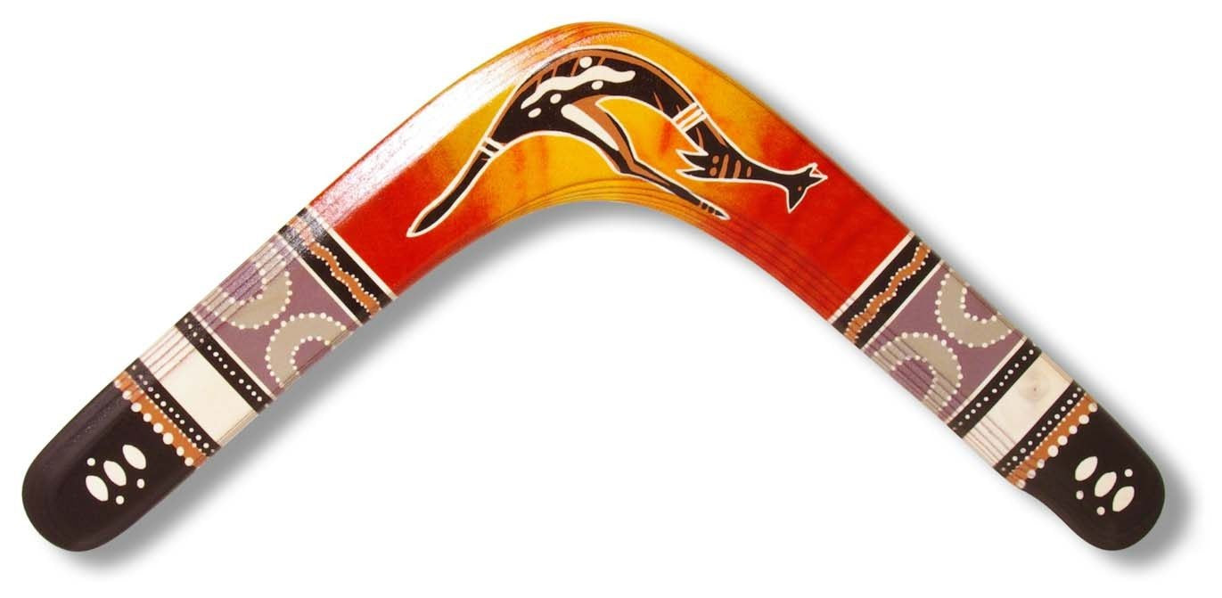 hotsports boemerang falconet ori 37 cm – houten boemerang met aboriginal design