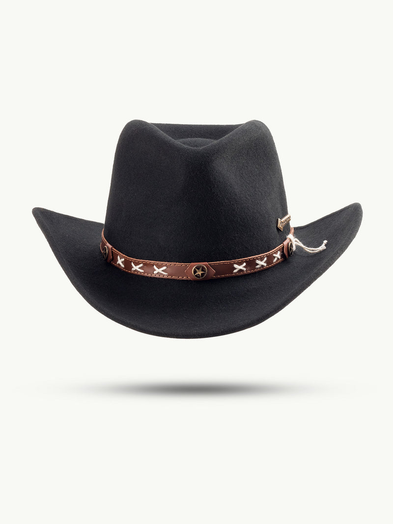 scippis smokey hoed – waterafstotende westernhoed van 100% wolvilt met leren hoedenband