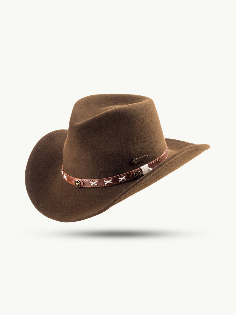 scippis smokey hoed – waterafstotende westernhoed van 100% wolvilt met leren hoedenband