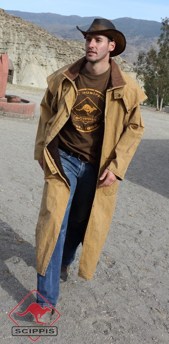 canvas riding coat – lange canvas jas in cowboy-stijl, ideaal voor paardrijden