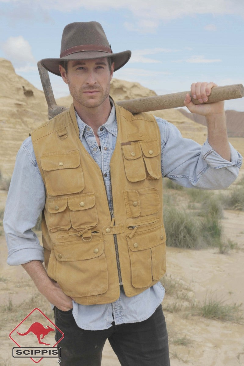 scippis murray vest – canvas bodywarmer met 14 zakken
