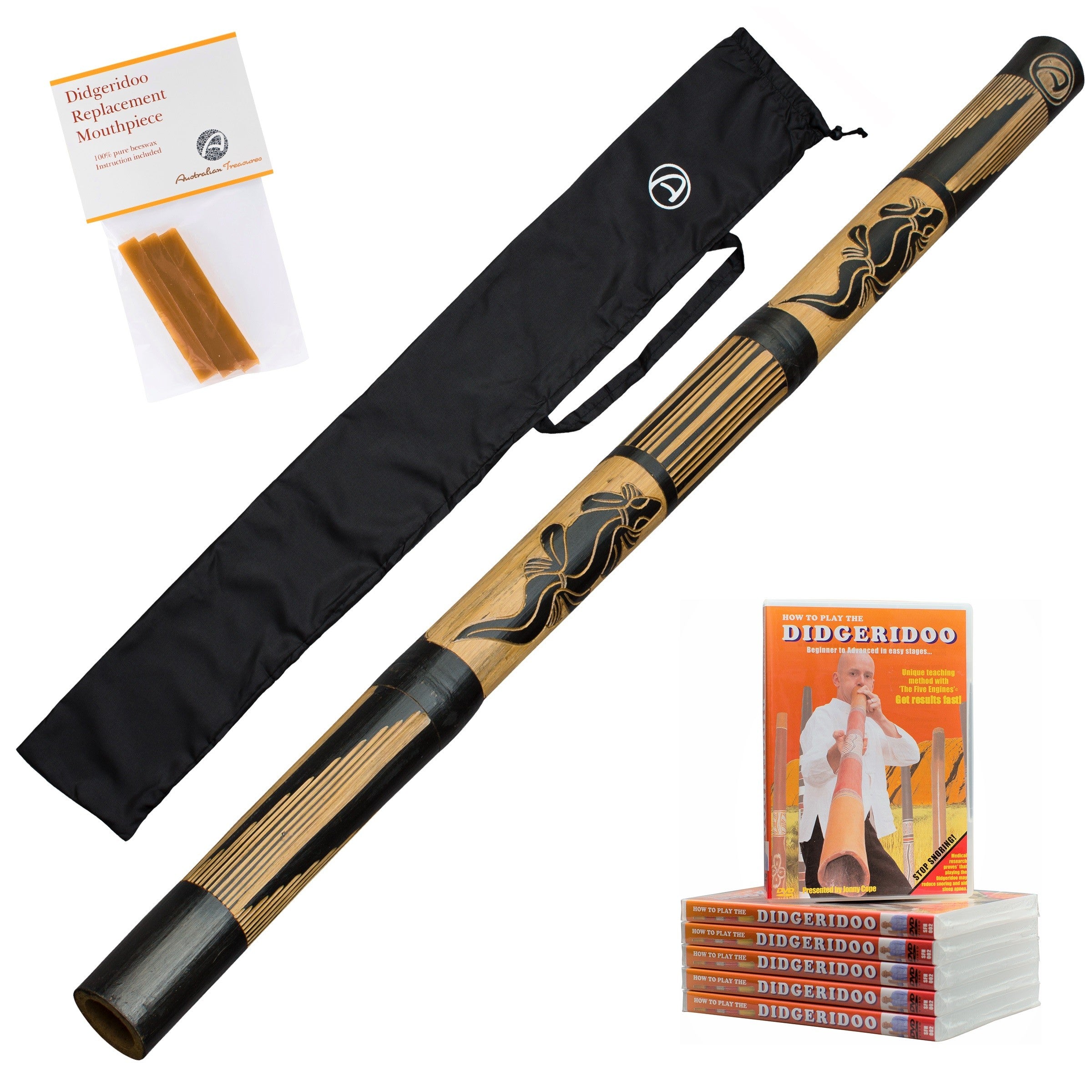 didgeridoo 120cm - bamboe - didgeridoo voor beginners -  bag -bijenwas en dvd bespeel de didgeridoo
