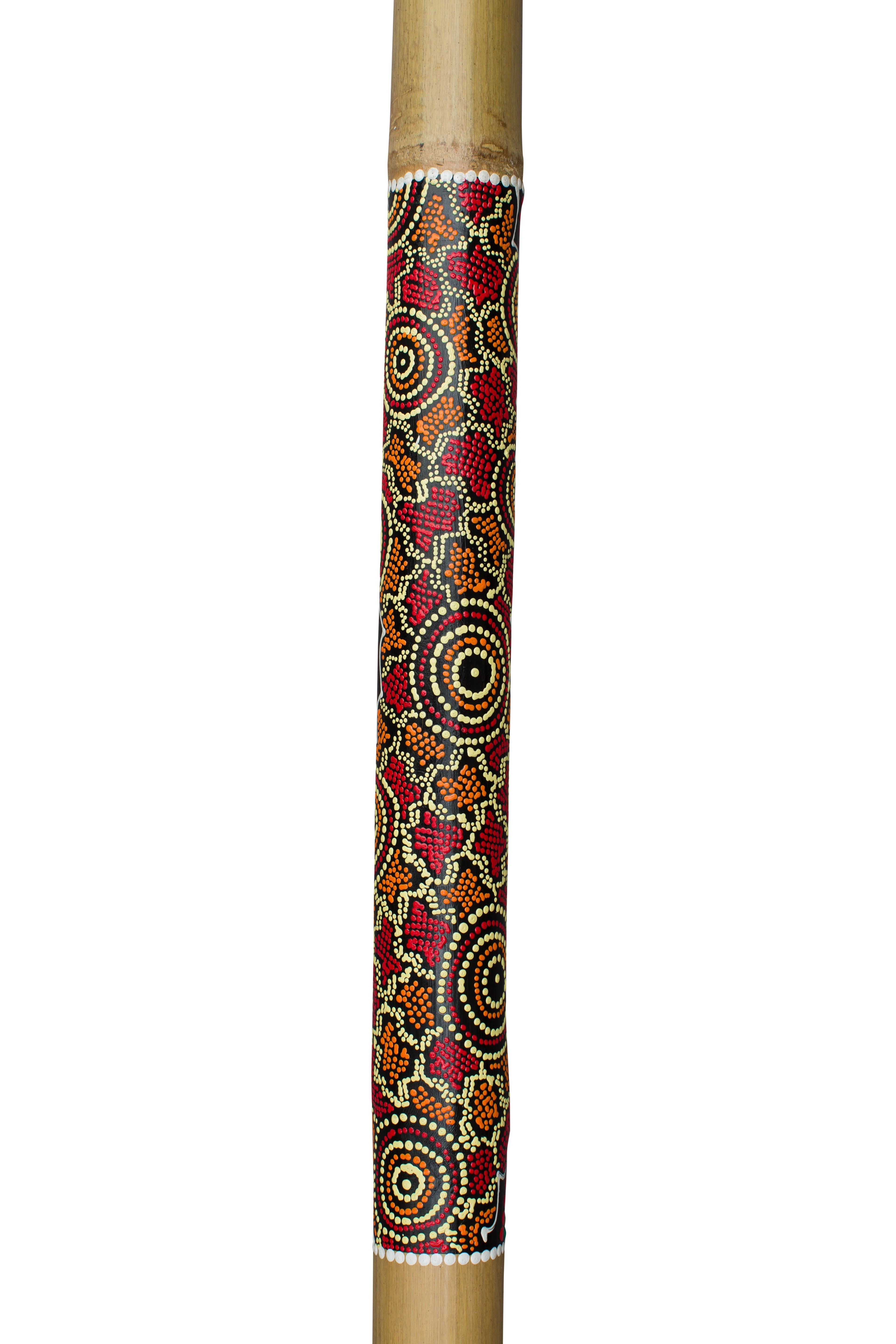 bamboe didgeridoo beschilderd lengte 120cm - inclusief bijenwas voor mondstuk didgeridoo en nylon bag - didgeridoo voor