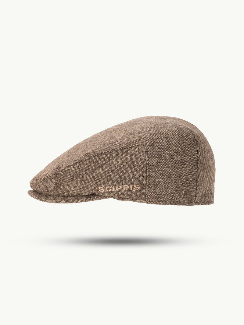 scippis cap – donegal – klassieke flatcap in bruin melange – wol-polyester mix voor stijl & comfort