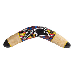 boemerang 30cm – beschilderd met dotpainting en dolfijnafbeelding – houten boemerang