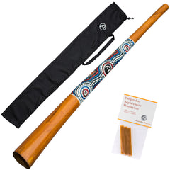 didgeridoo hout 130cm - handbeschilderd - inclusief bijenwas en didgeridootas. didgeridoo voor beginners