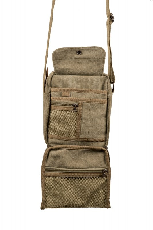 scippis port arthur tas – robuuste canvas schoudertas met lederen accenten