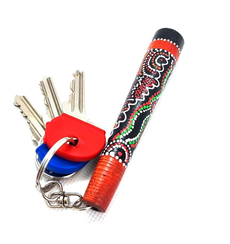didgeridoo sleutelhanger - lengte 10cm - beschilderd