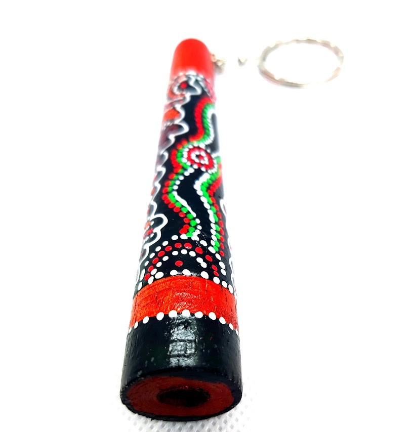 didgeridoo sleutelhanger - lengte 10cm - beschilderd