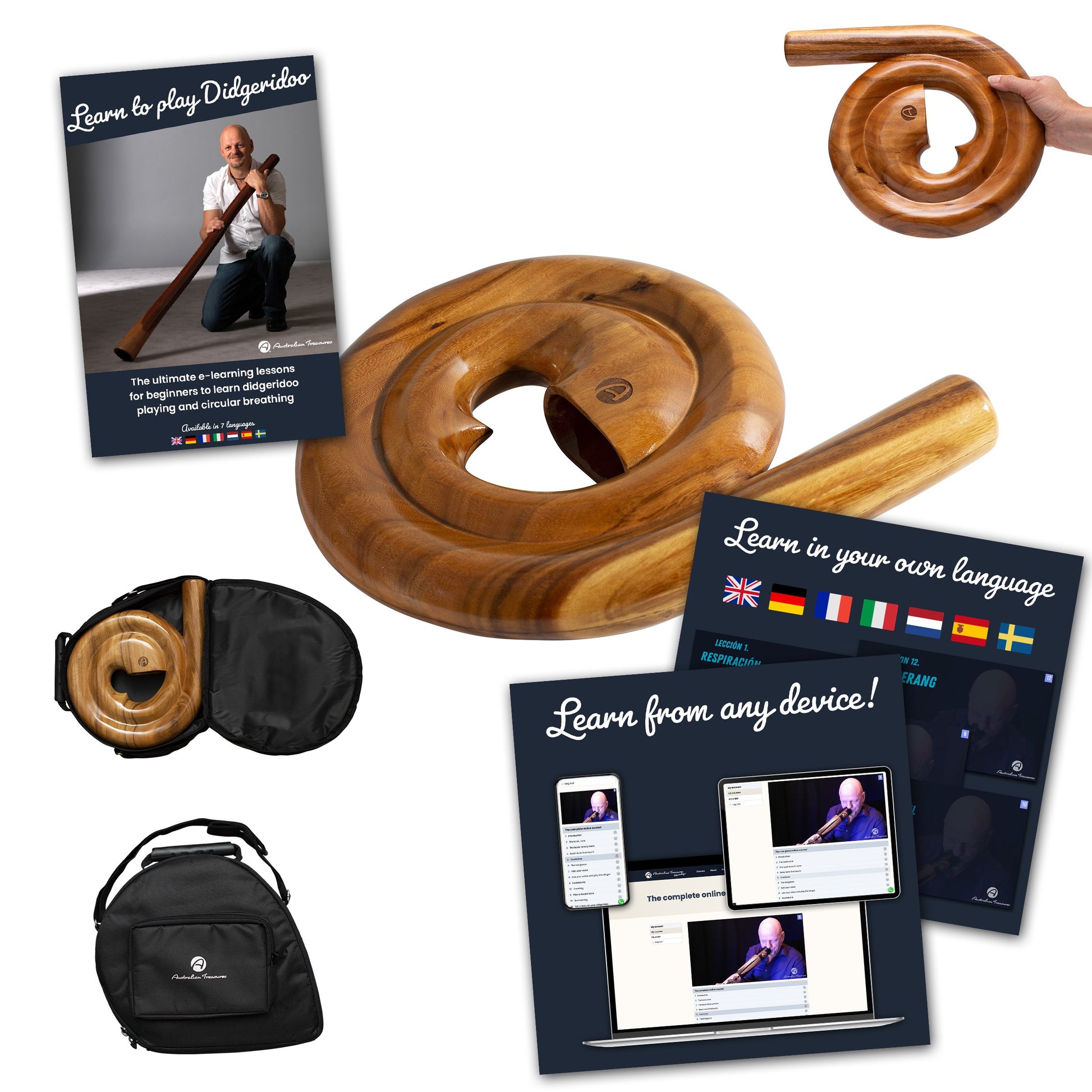 spiraal didgeridoo inclusief online cursus didgeridoo & circulaire ademhaling