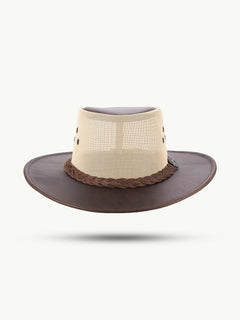scippis hoed – darwin – leren outdoorhoed met mesh kroon – lichtgewicht & ademend voor warme dagen