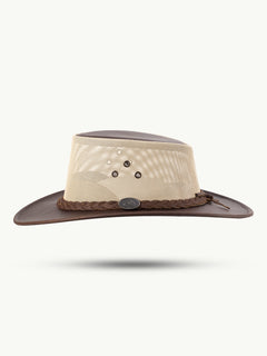 scippis hoed – darwin – leren outdoorhoed met mesh kroon – lichtgewicht & ademend voor warme dagen