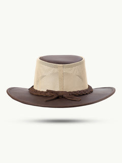 scippis hoed – darwin – leren outdoorhoed met mesh kroon – lichtgewicht & ademend voor warme dagen
