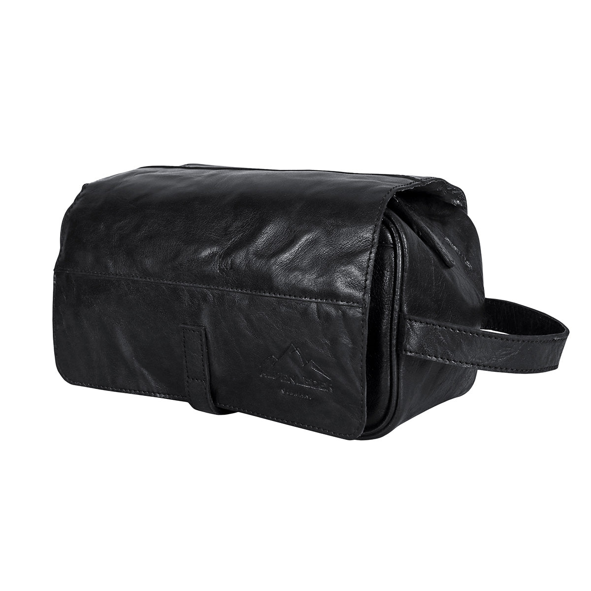 Scippis Roll-Up toilettas van leer met gesp en klassieke uitstraling