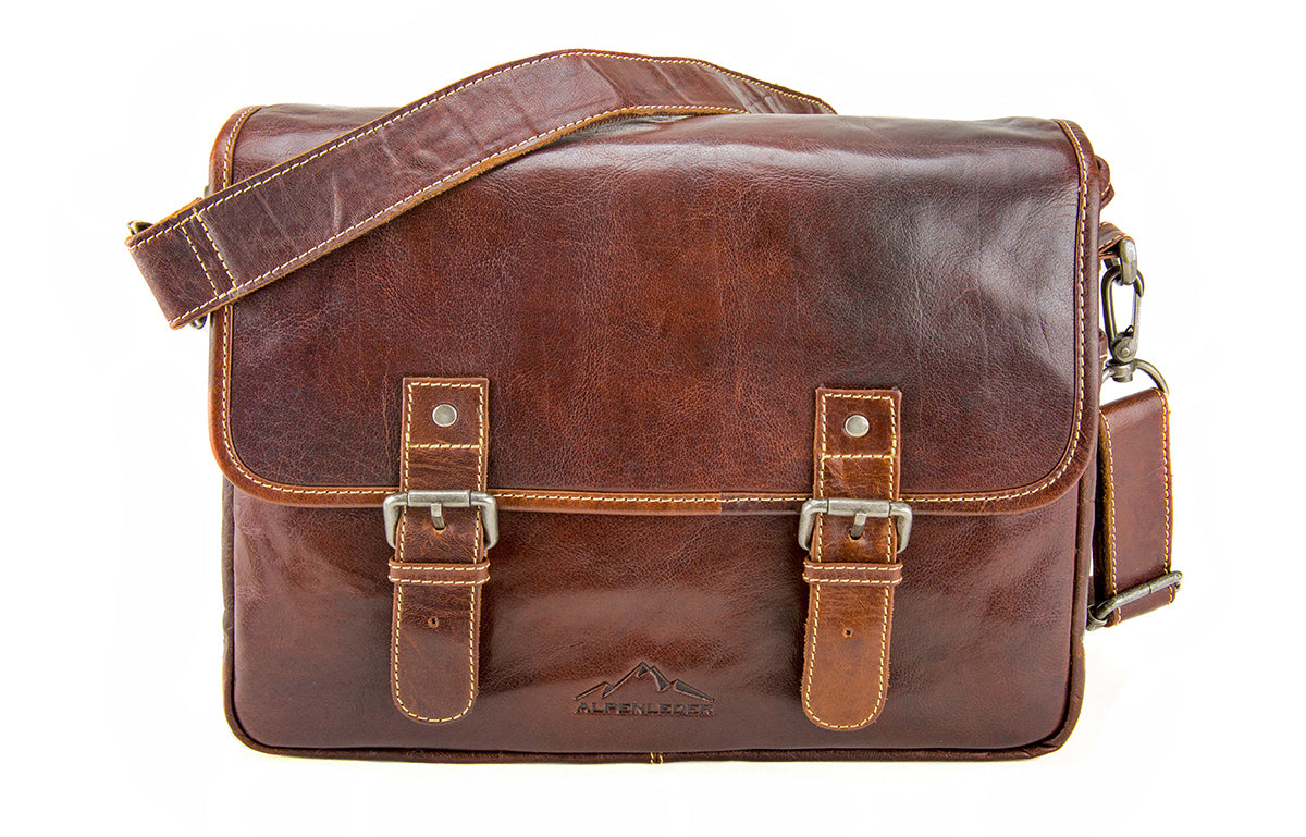 alpenleder reporter cameratas – leren fototas met verstelbare binnenvakken