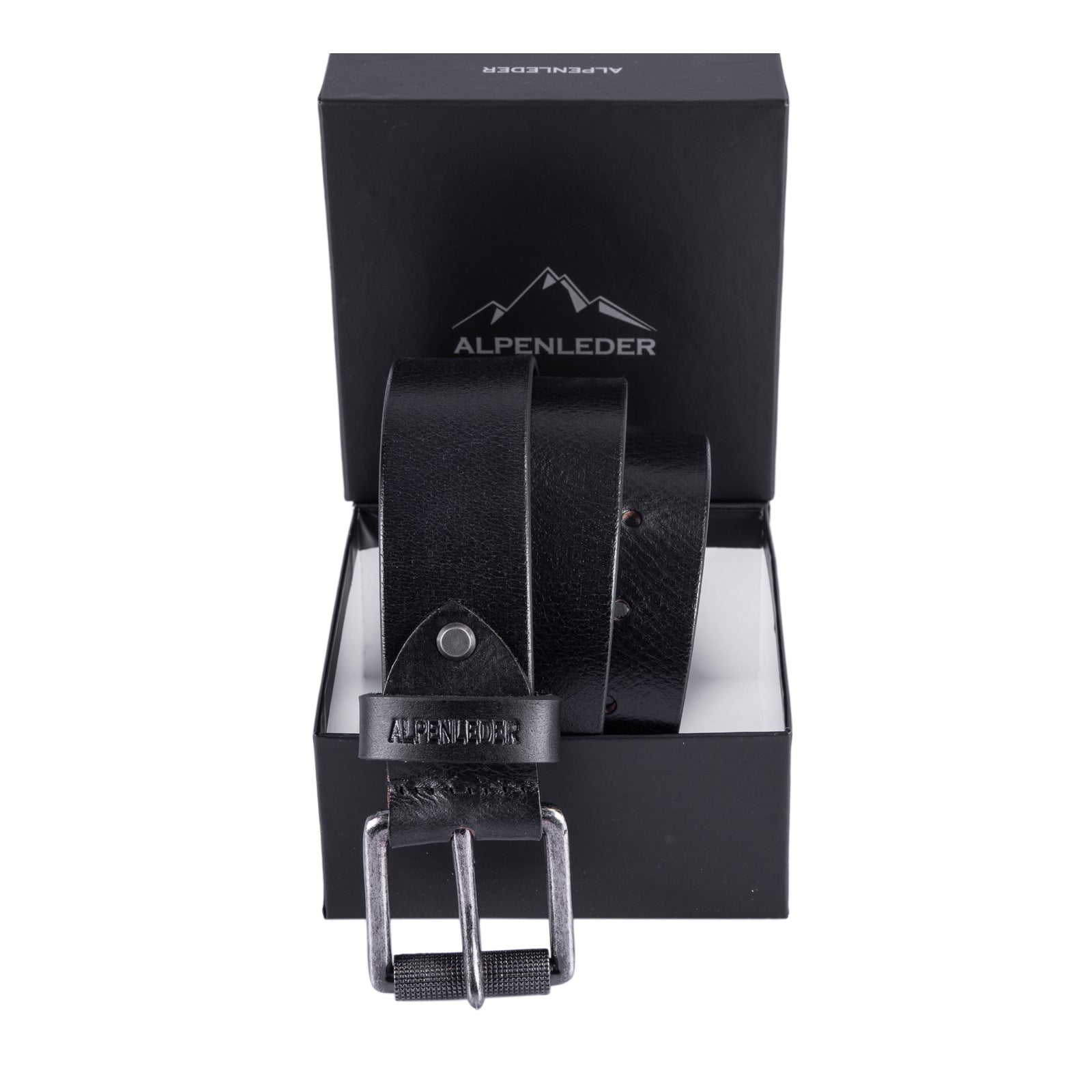 scippis belt schiefer – donkergrijze leren riem met mat metalen gesp