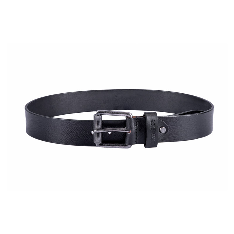 scippis belt schiefer – donkergrijze leren riem met mat metalen gesp