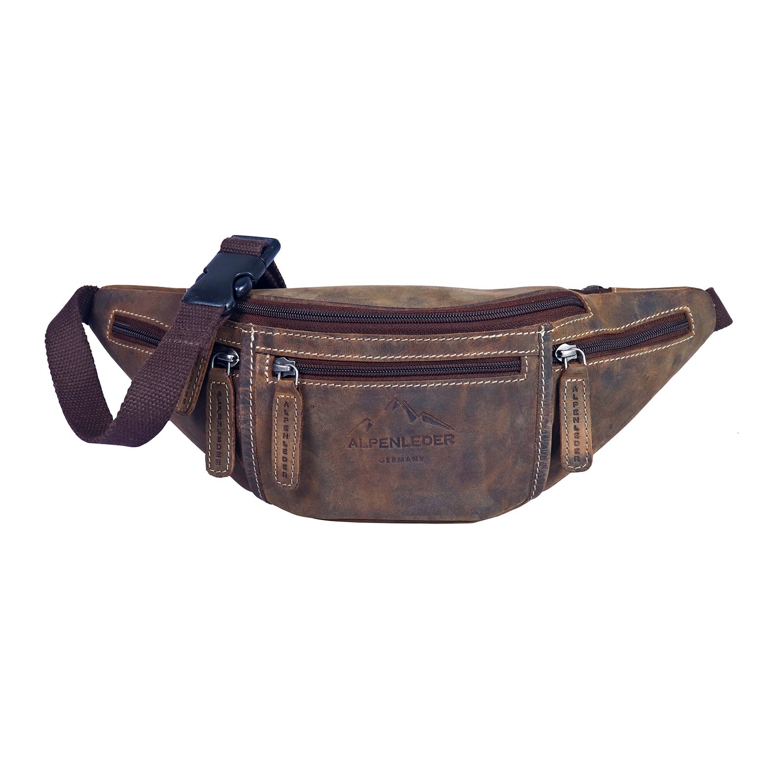 scippis belt bag genf – vintage leren heuptas met meerdere ritsvakken