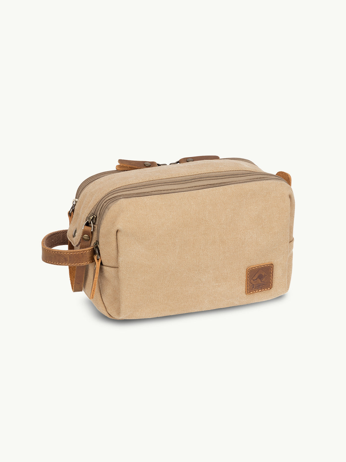 alpenleder jaipur vanity bag – vintage leren toilettas met ritsen en ophanghaak