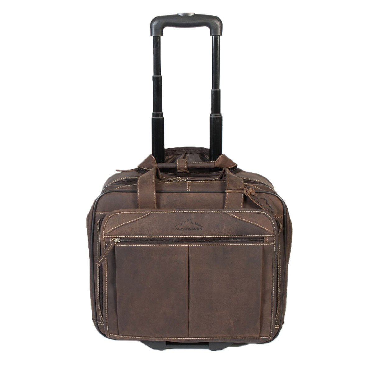 alpenleder file trolley denver – lederen kantoortrolley met uittrekbaar handvat