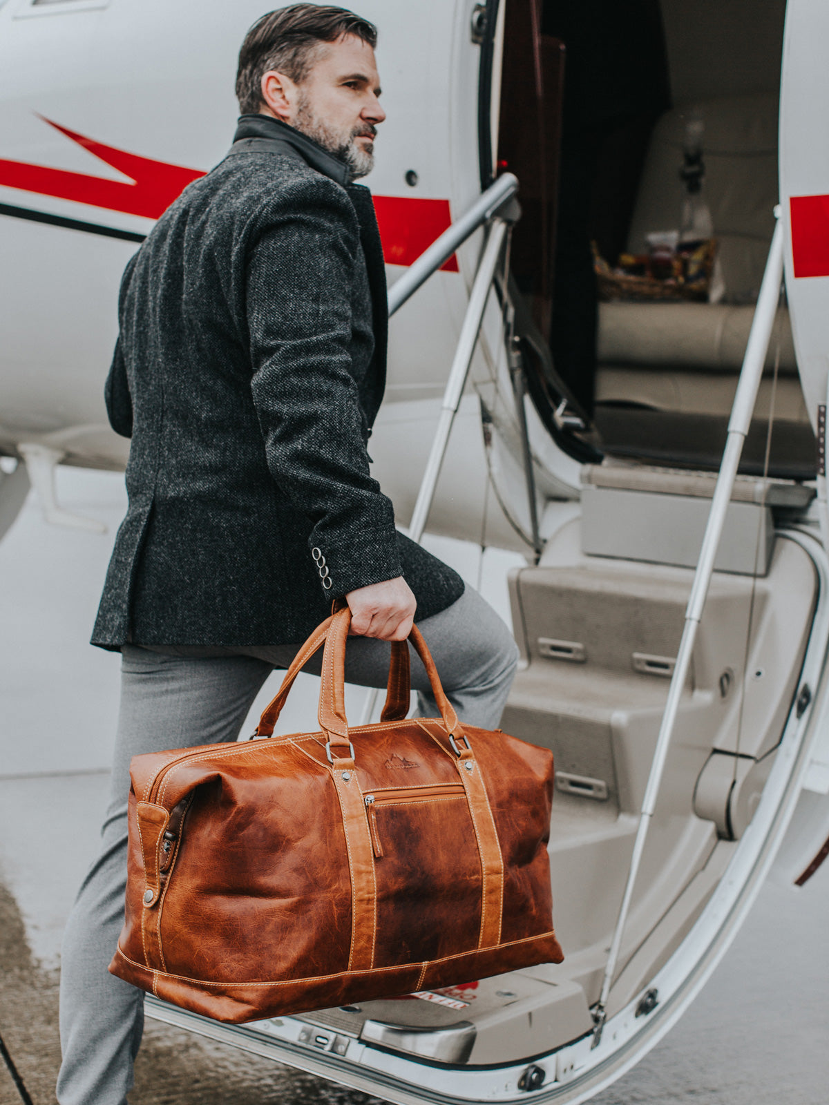 scippis duffel bag alabama – grote weekendtas van canvas en leer