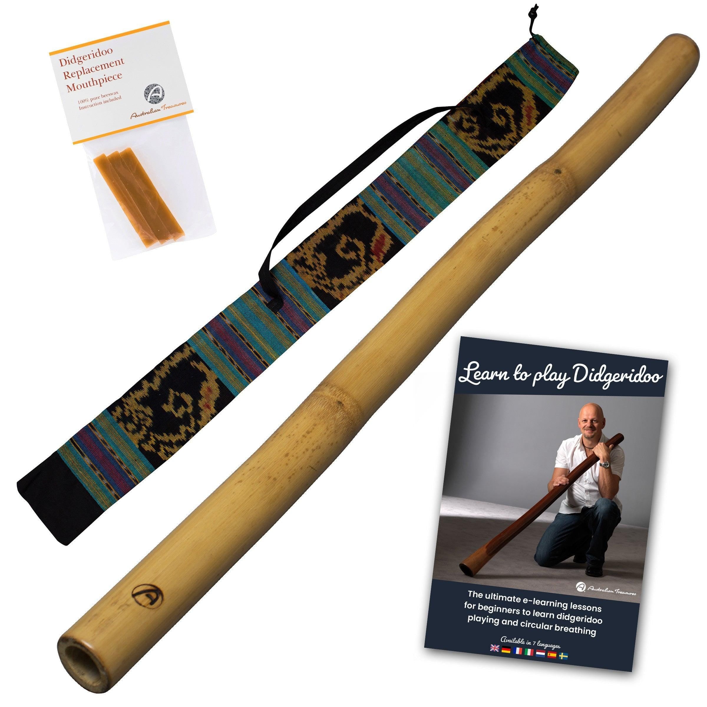 Bambus Didgeridoo 120cm mit Onlinekurs & Bienenwachs – Australian Treasures