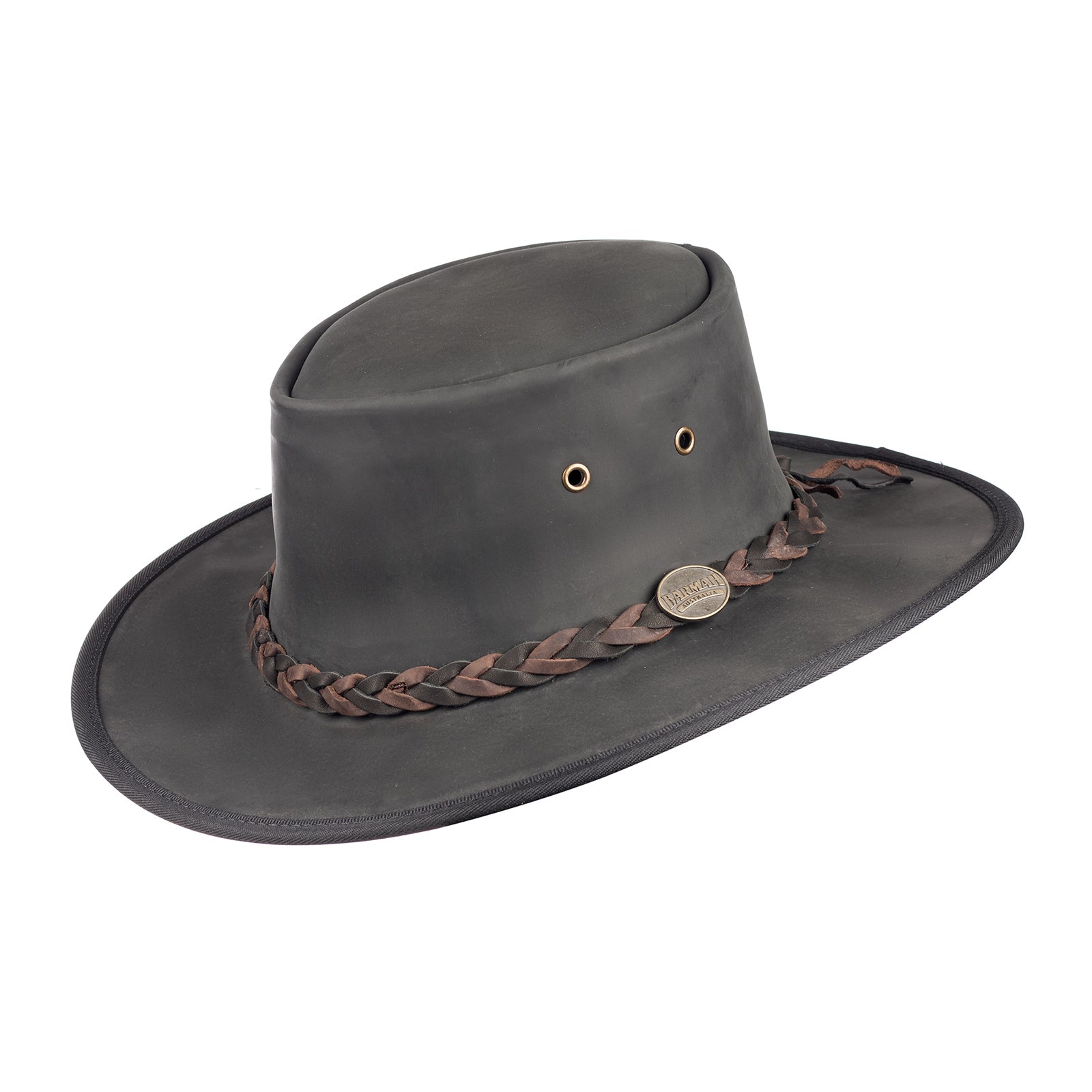 barmah squashy twotone leren hoed – stijlvolle tweekleurige outdoor hoed