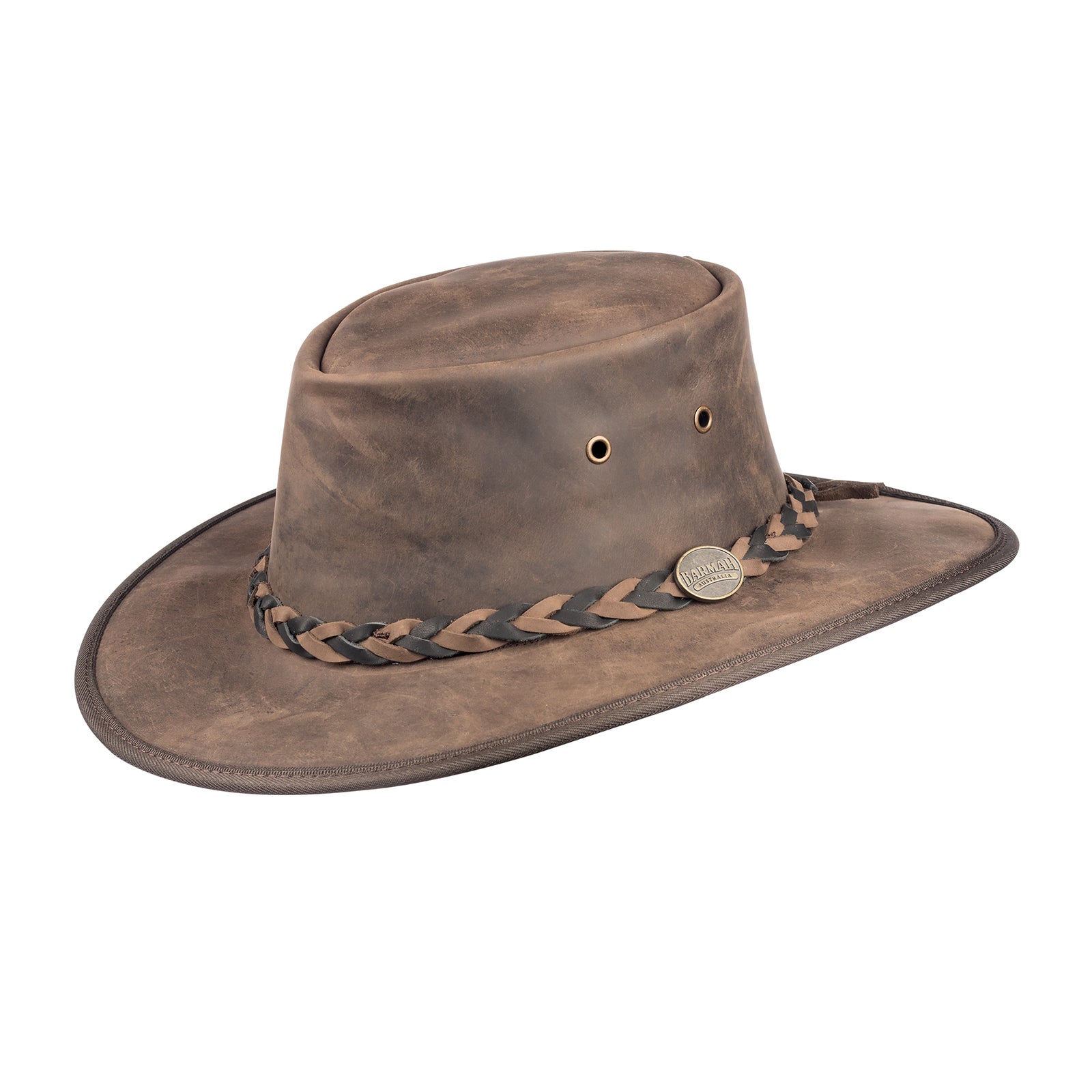 barmah squashy twotone leren hoed – stijlvolle tweekleurige outdoor hoed
