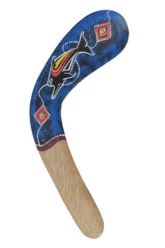 Boemerang Aboriginal Blauw – Handbeschilderde 40 cm Boemerang met Aboriginal motief