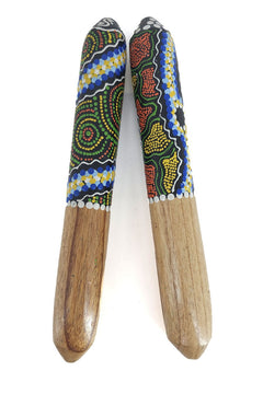 Clapsticks Aboriginal – Houten Claves met Traditioneel Motief