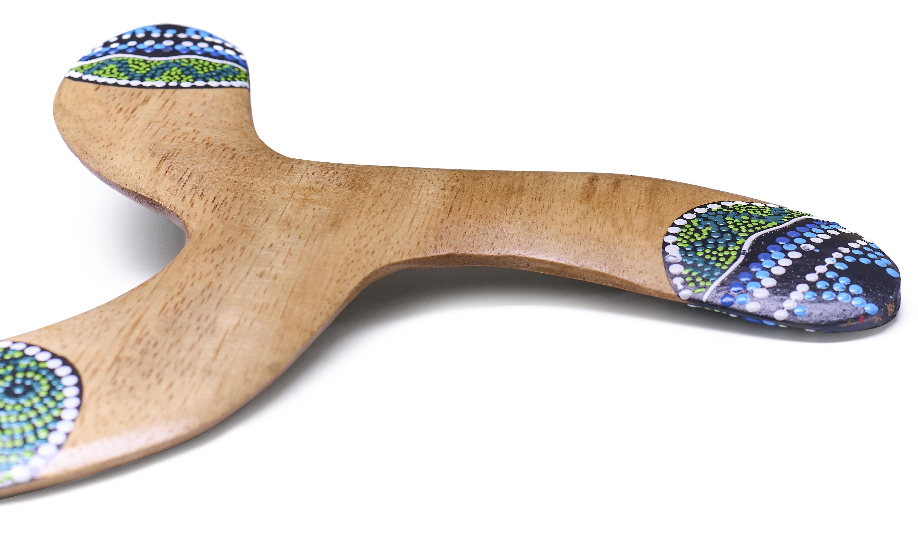 Boomerang Sky Blue – Boomerang à 3 lames stable avec design aborigène (22 cm) 
