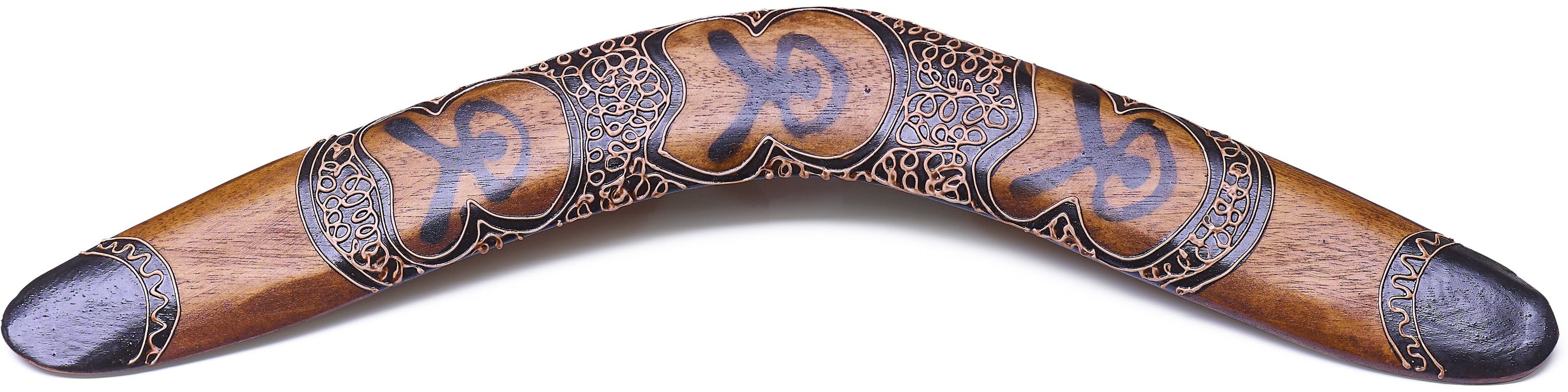 Boemerang Human 40 cm – Handgeschilderde Houten Boemerang met Aboriginal Symboliek