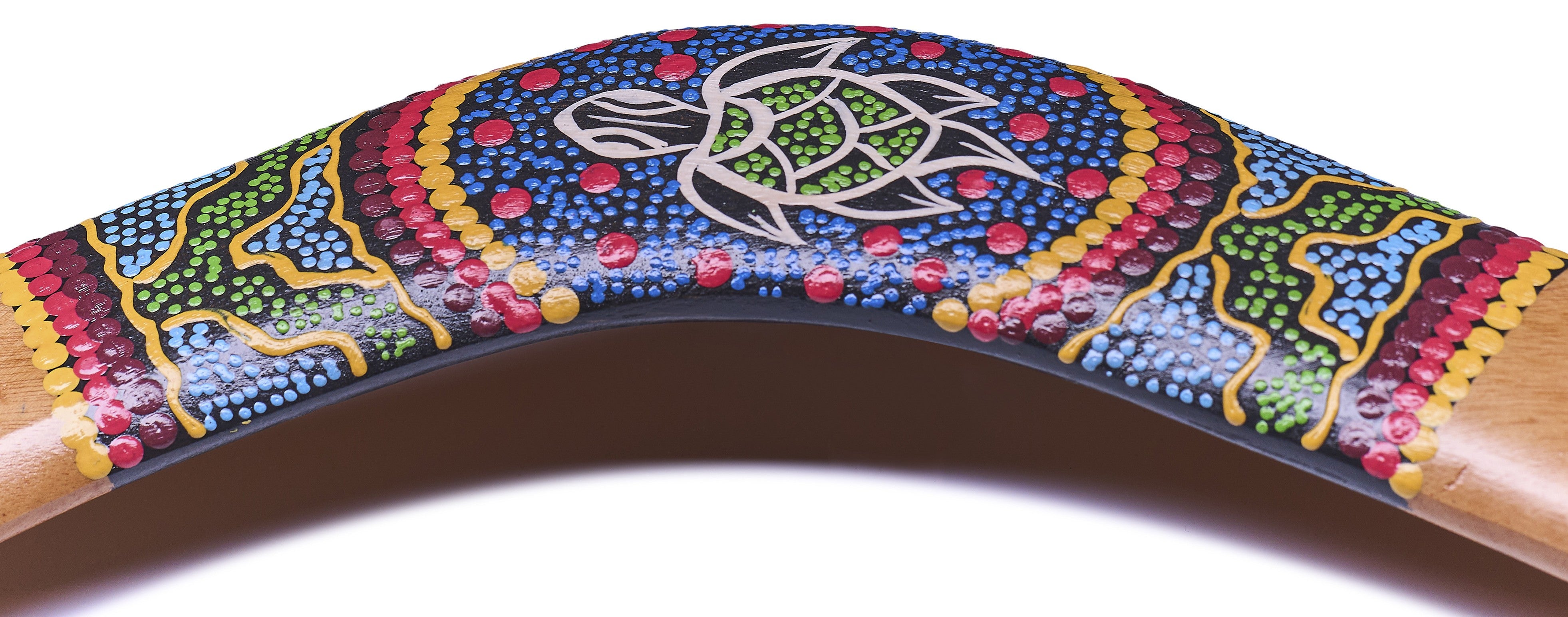 Boemerang Turtle – Grote 45 cm Boemerang met Schildpadmotief in traditionele Aboriginal Stijl