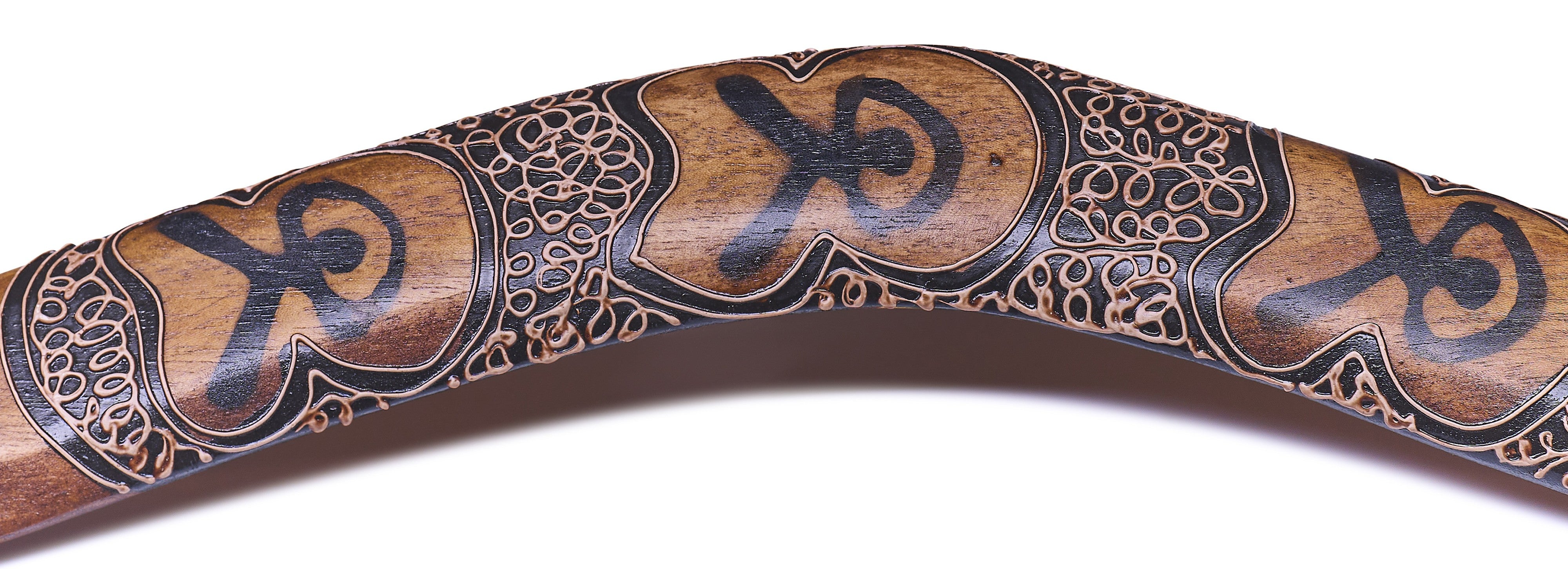 Bumerang Människa 40 cm – Handmålad Träbumerang med Aboriginsk Symbolik 