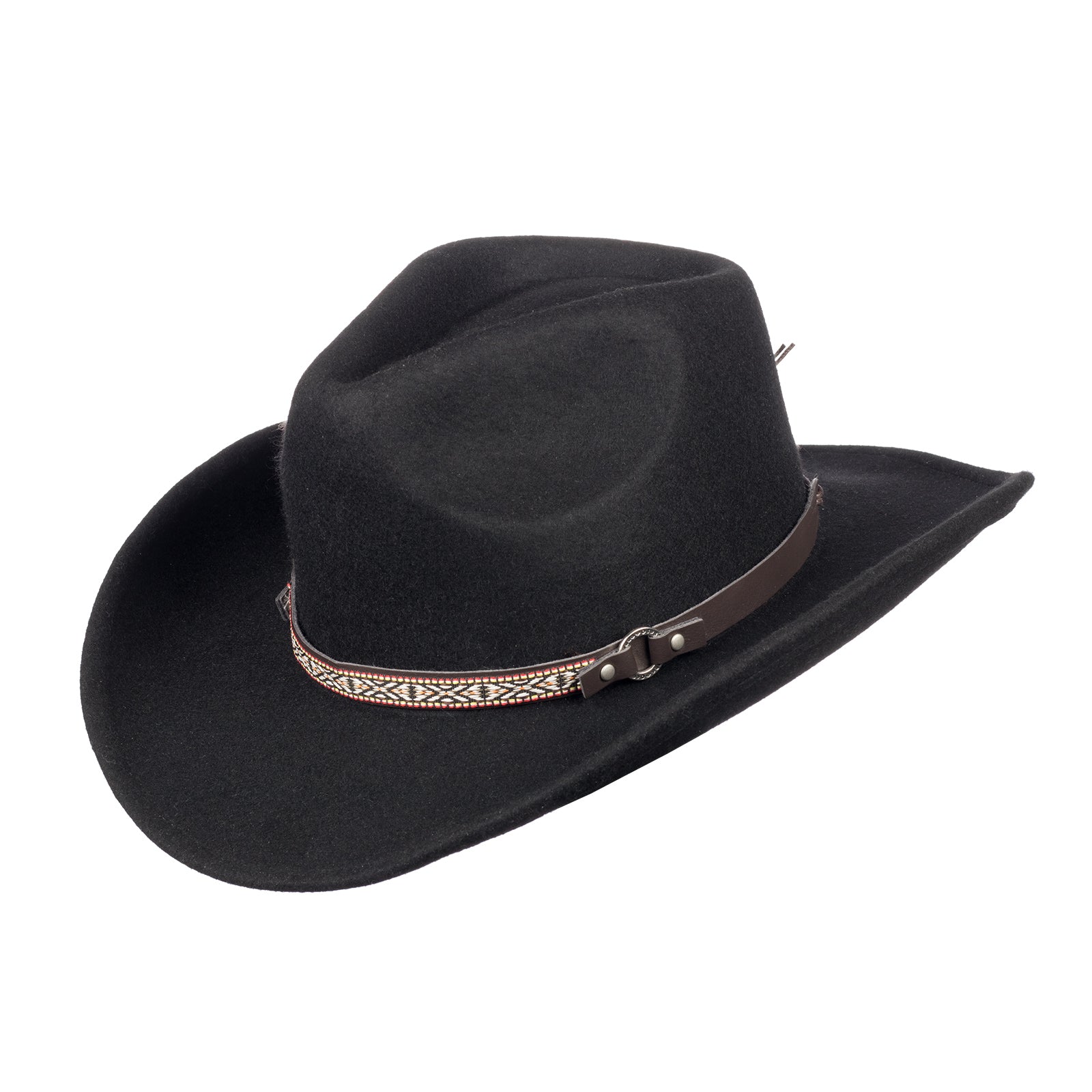 scippis reeves hoed – klassieke zwarte westernhoed van 100% wolvilt met leren hoedenband