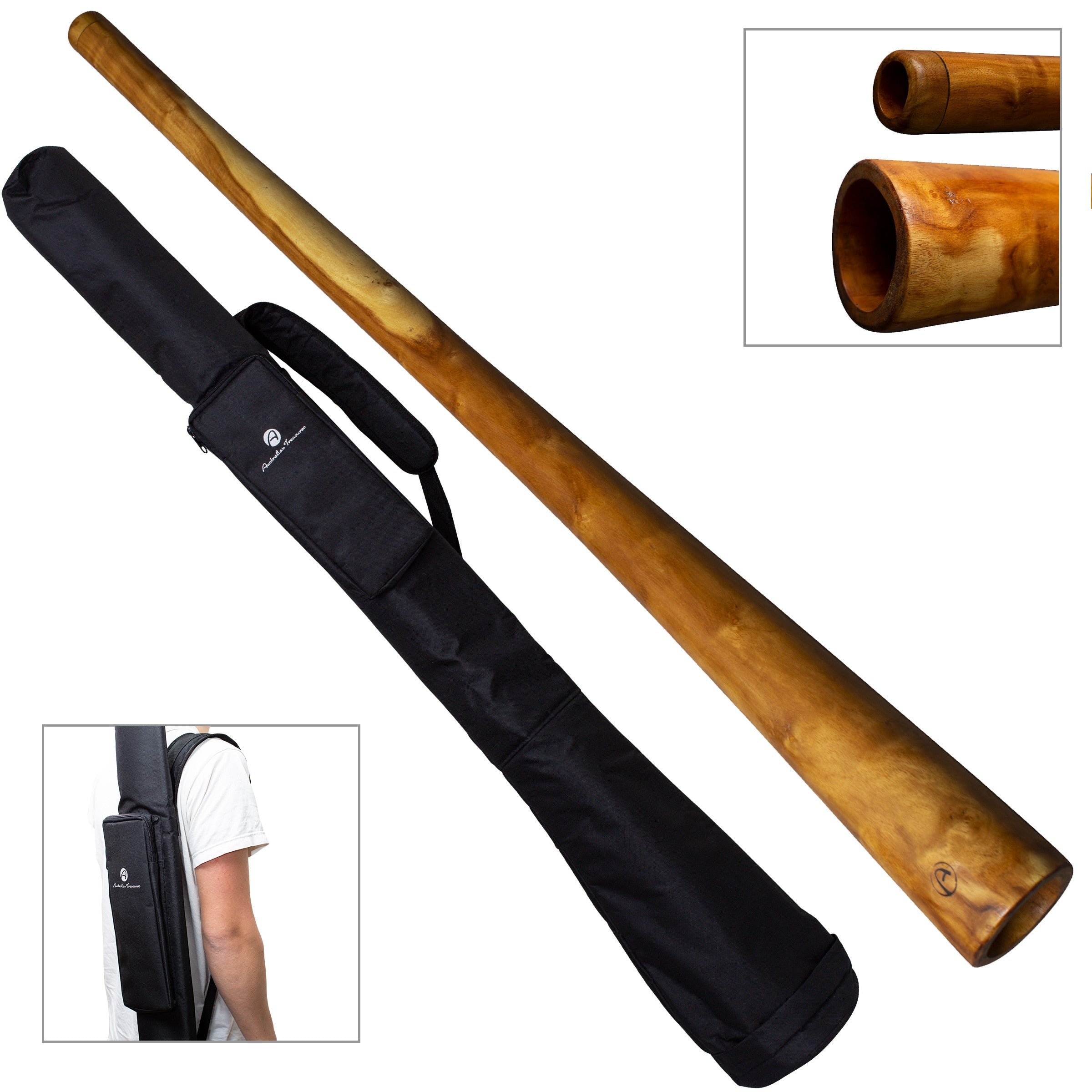 eucalyptus didgeridoo 130cm -inclusief stevige gevoerde ikat didgeridoobag