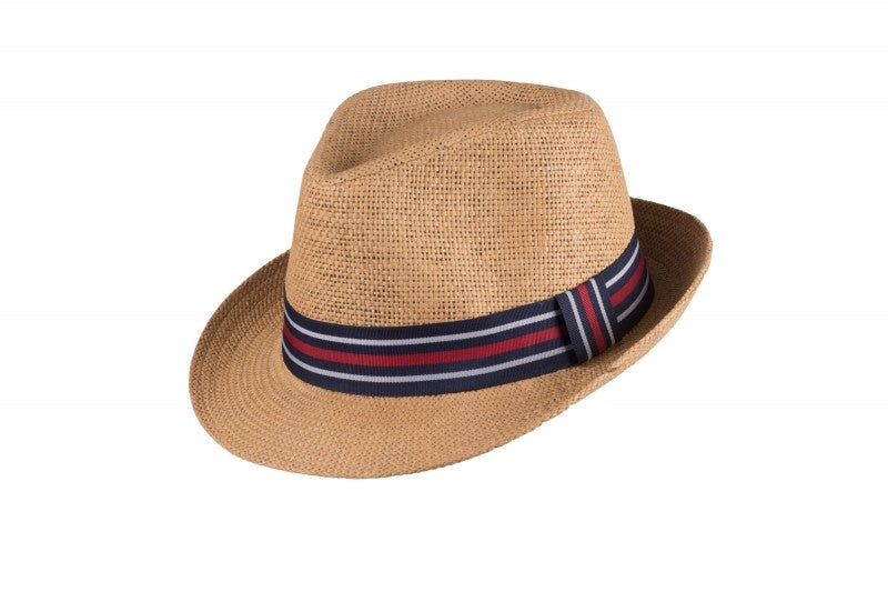scippis nardo trilby – moderne papieren strohoed met gestreepte hoedband