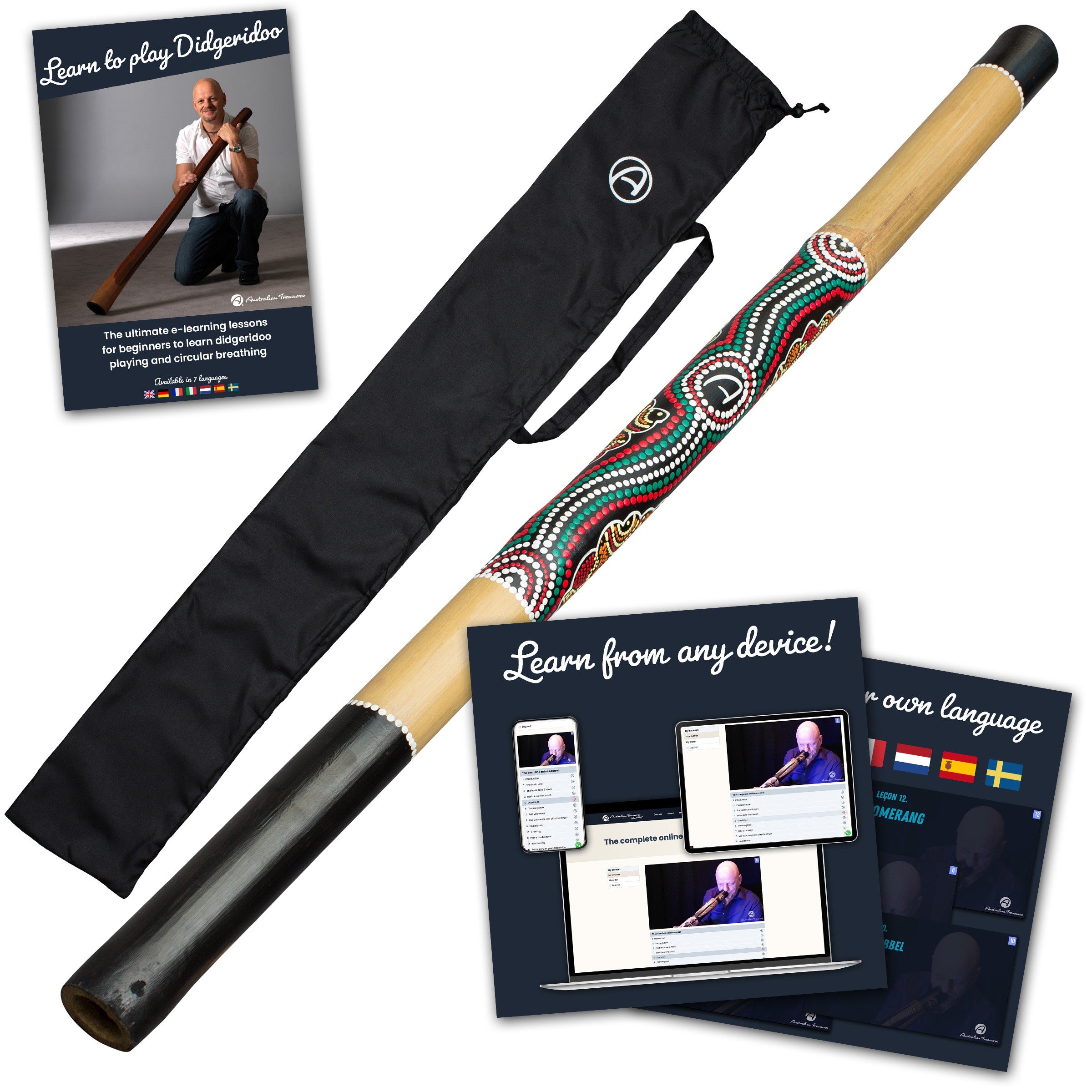 didgeridoo set –  inclusief tas en online cursus