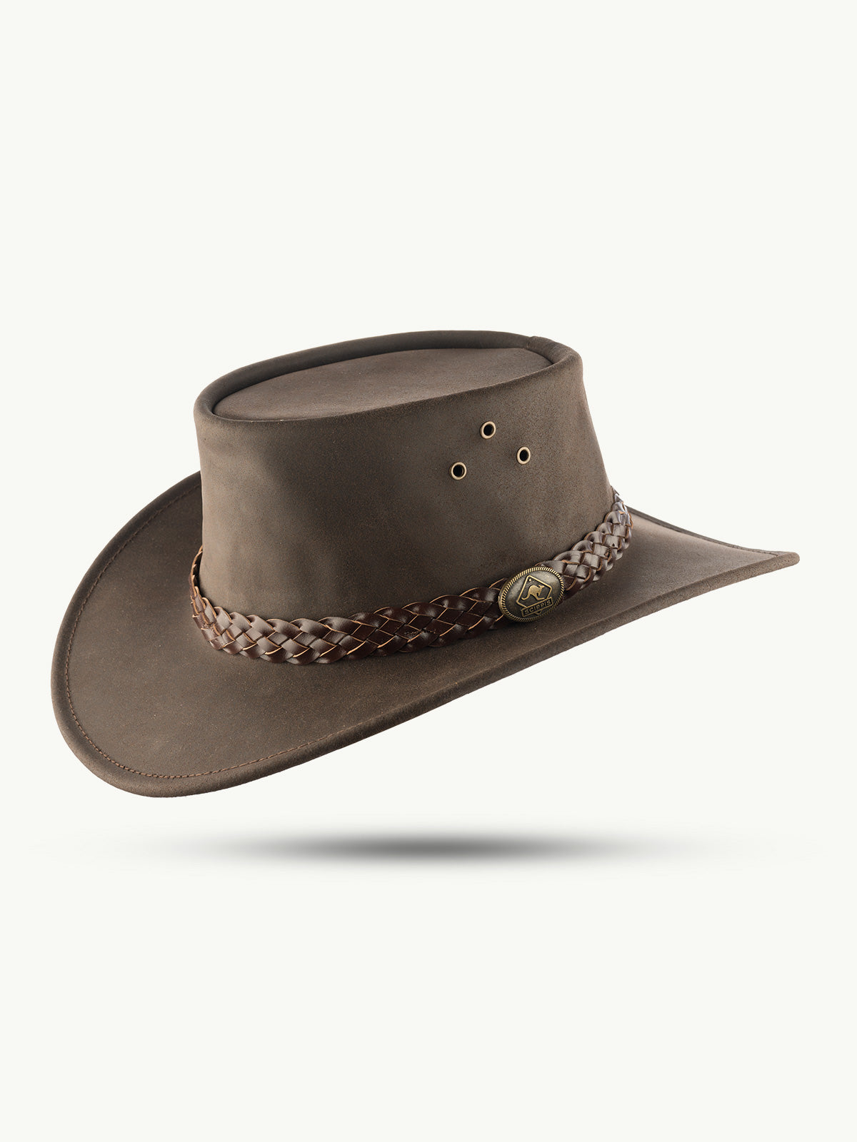 scippis hoed – wallaroo – robuuste leren hoed met gevlochten band – wind- en waterbestendig voor outdoor avonturen