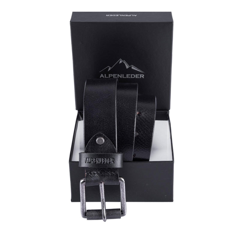 scippis belt schiefer – donkergrijze leren riem met mat metalen gesp