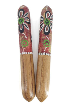 Clapsticks Rood – Houten Claves voor Traditioneel Ritme bij Didgeridoospelen