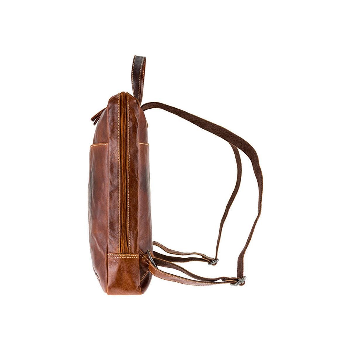 scippis meran rugzak – outdoor rolltop rugzak van canvas met leren details