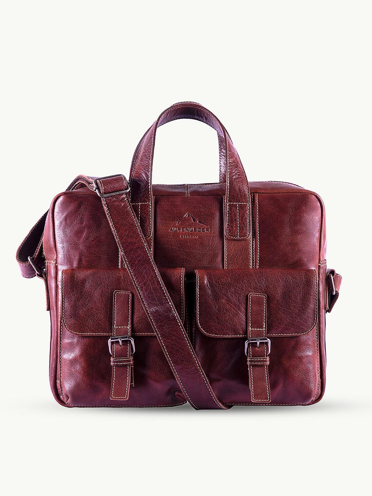 alpenleder alpsee messenger bag – luxe leren aktetas met laptopvak en organizer