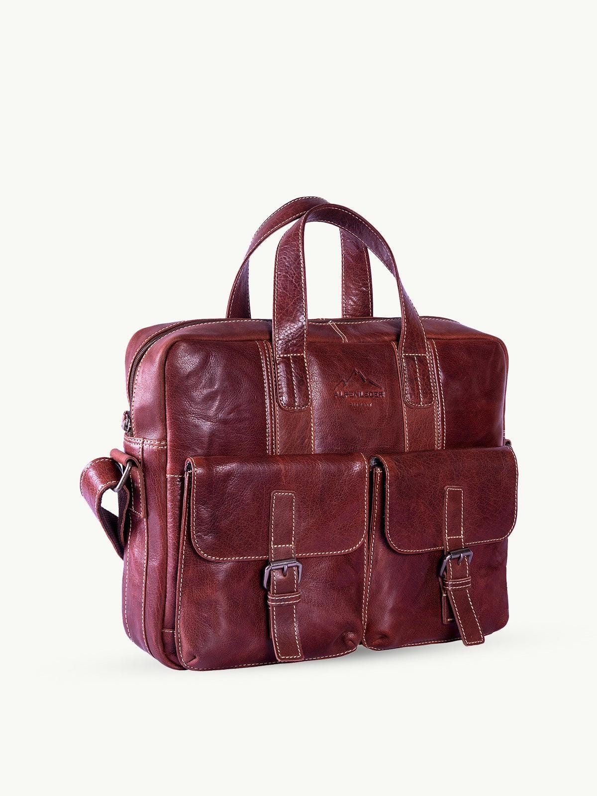 alpenleder alpsee messenger bag – luxe leren aktetas met laptopvak en organizer