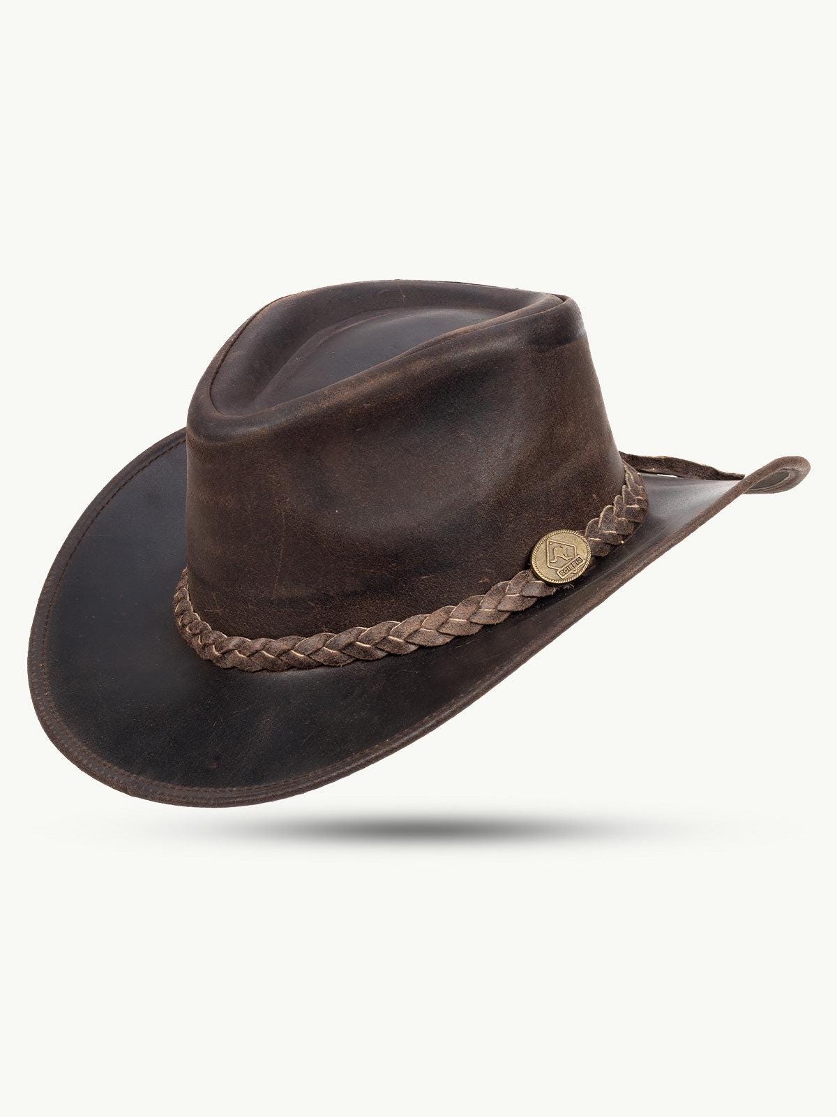 Stijlvolle leren cowboy hoed voor elke gelegenheid Stijlvolle leren cowboy hoed voor elke gelegenheid