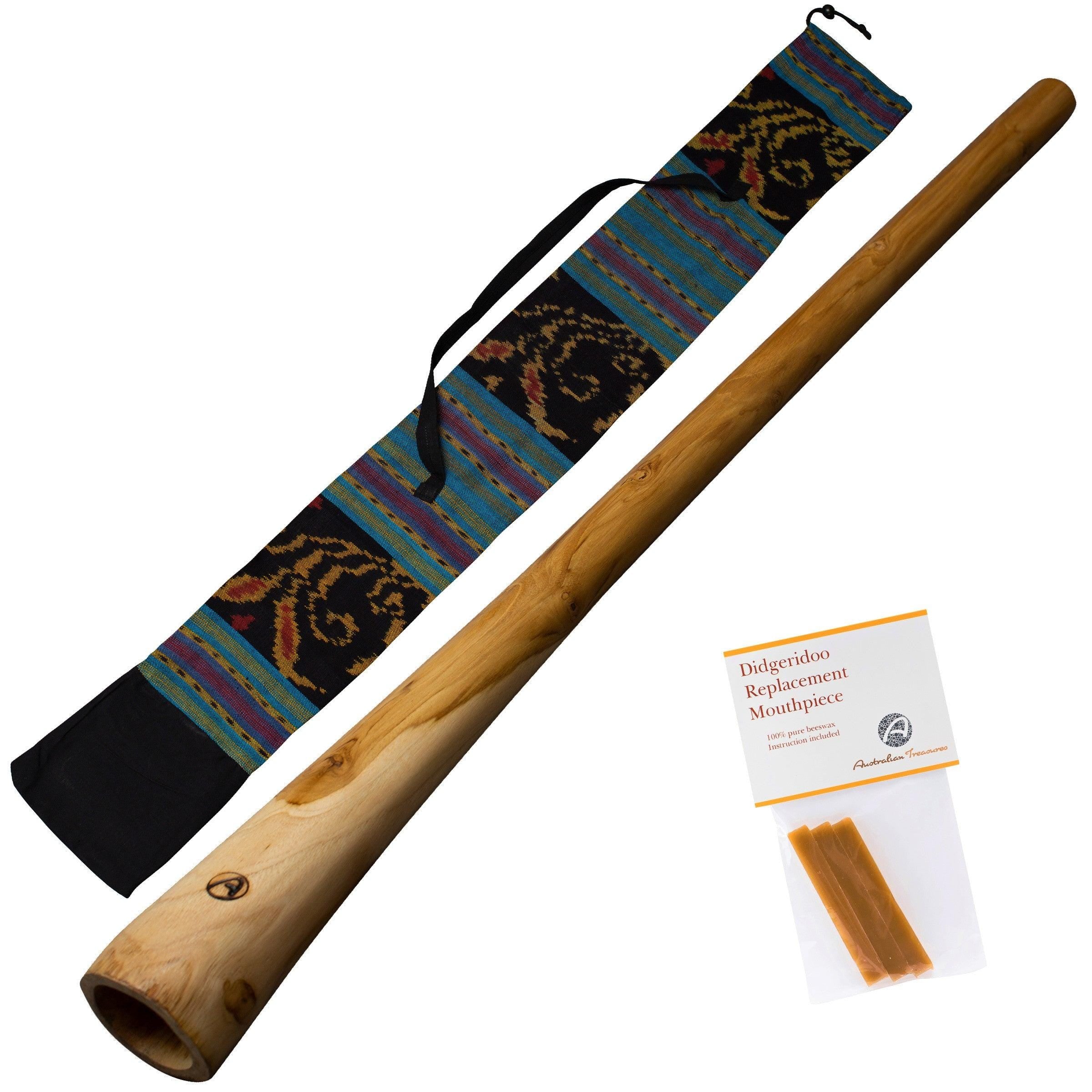 houten didgeridoo 130cm - inclusief ikat bag en bijenwas - didgeridoo voor beginners