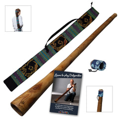 didgeridoo mahonie pro-series 147cm inclusief ikat bag, online cursus, beschermcover mondstuk