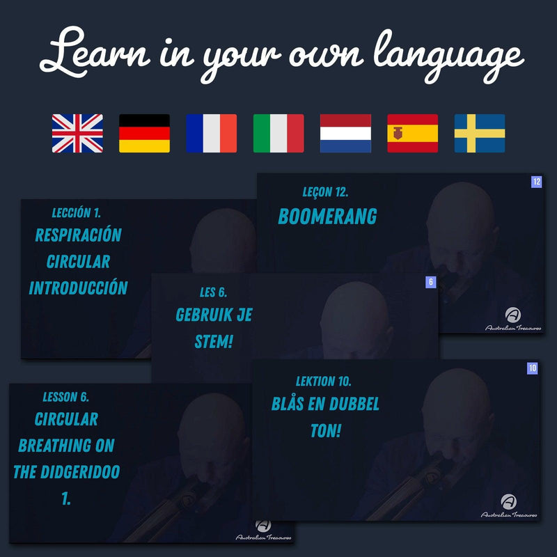 starterspakket didgeridoo 120cm – handbeschilderd incusief online cursus, tas en bijenwas